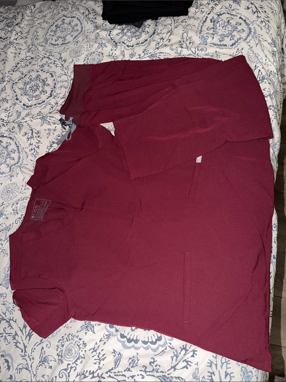 Maroon Short-Sleeve Scrub Top figs